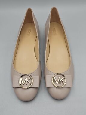 Michael Kors pale pink Fulton leather flats Gold MK logo Women 11 M